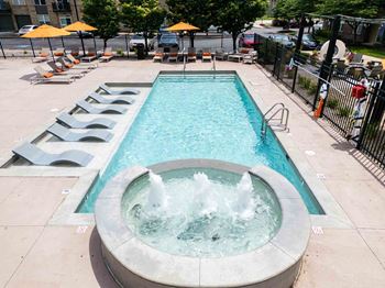 Pool with fountains